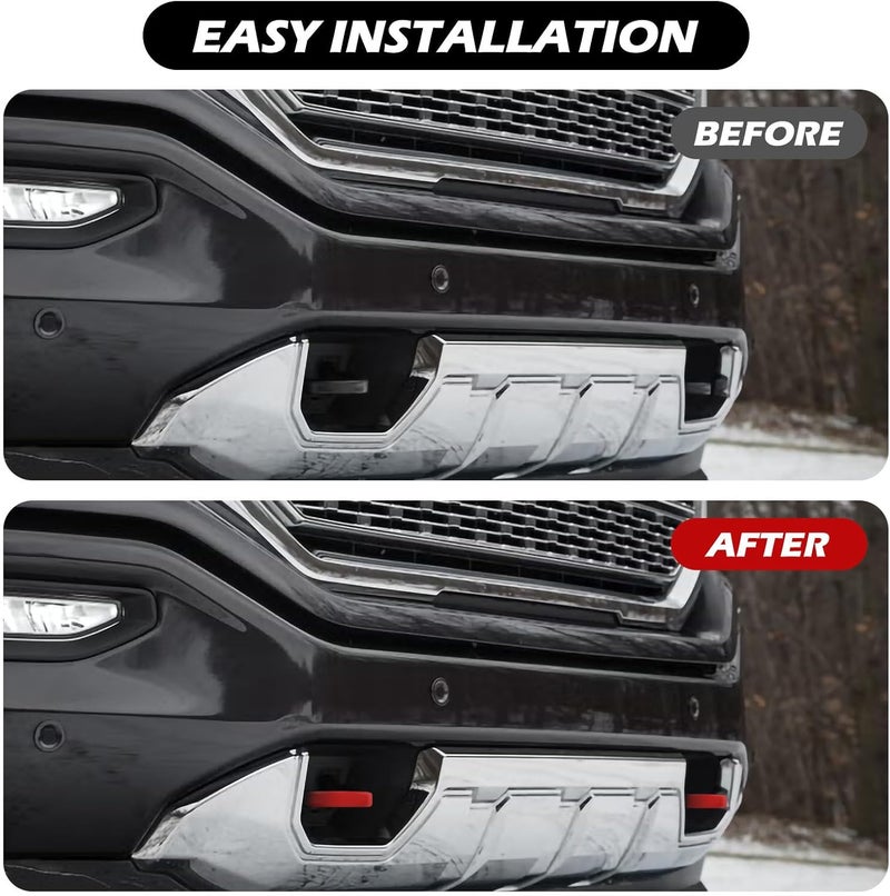 TECHPICCO Long Tow Hook Covers for Silverado 1500 2007-2026/GMC Sierra 1500 2007-2019, Front Tow Hooks Covers Compatible with Chevrolet Silverado 1500 Accessories Red (Not fit Verticle Tow Hooks) - Image 5